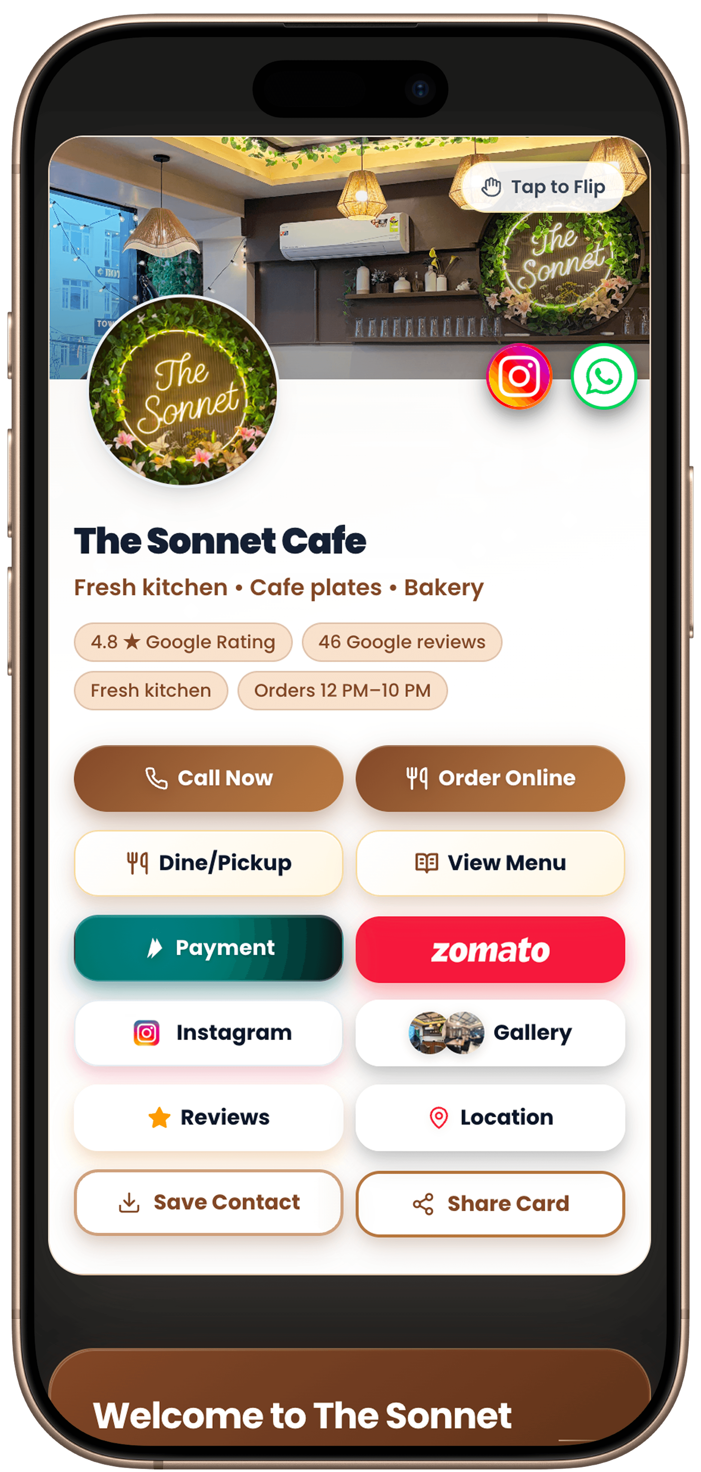 OneLink cafe mobile mockup